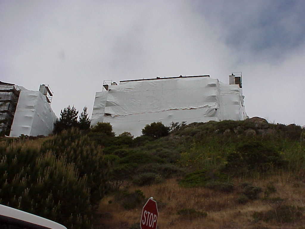 Shrink Wrapped Scaffolding Close-Up