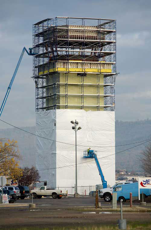 Scaffolding Shrink Wrap on Airport Tower